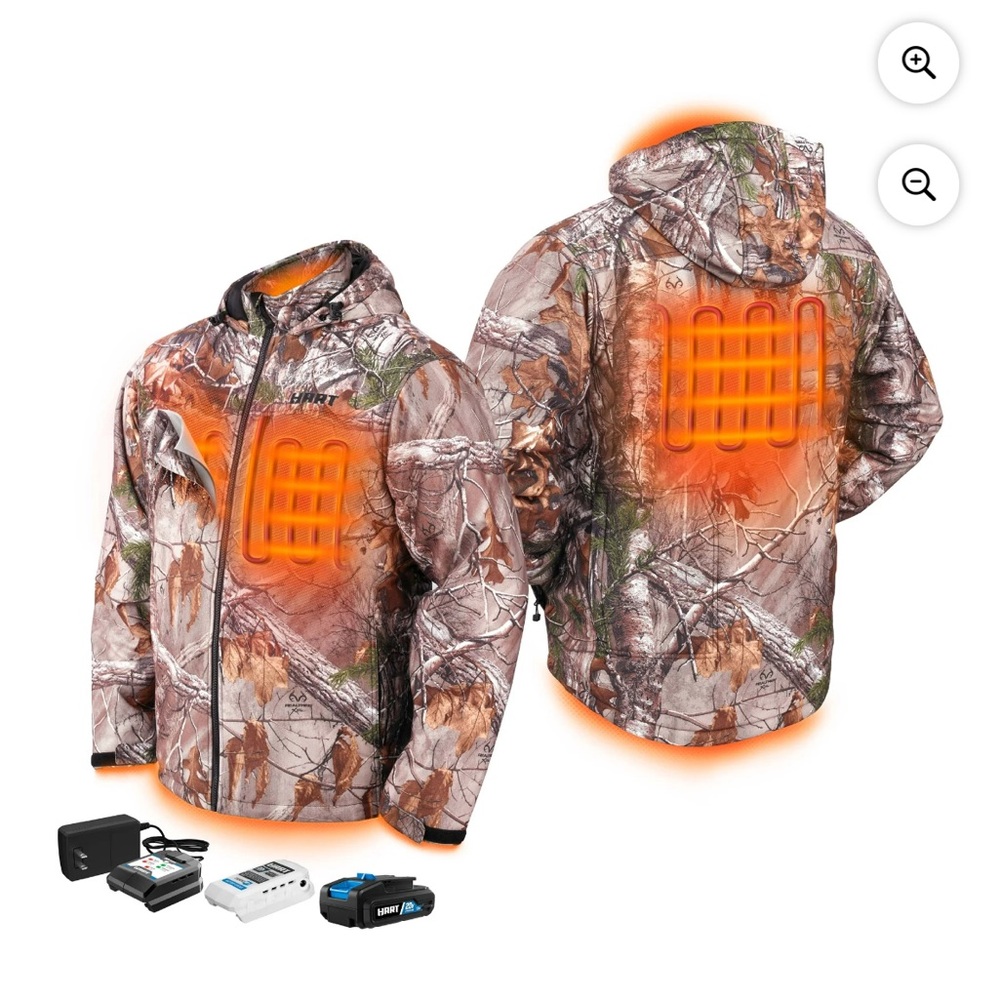 Hart 20 v men’s heated medium duty jacket kit real tree camo 2xl NEW